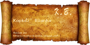 Kopkó Bianka névjegykártya